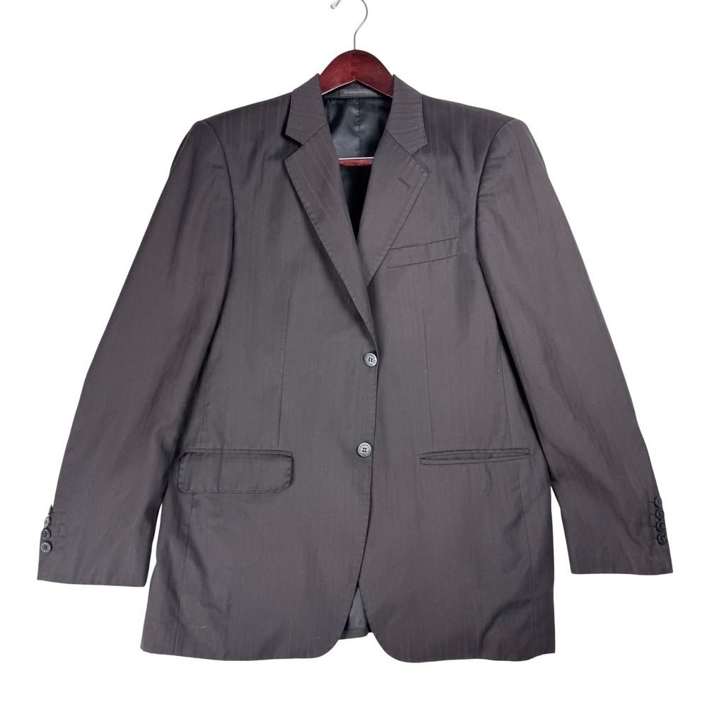 Ermenegildo Zegna Blazer Men 52 Dark Brown Pinstripe Wool Blend Luxury Sartorial